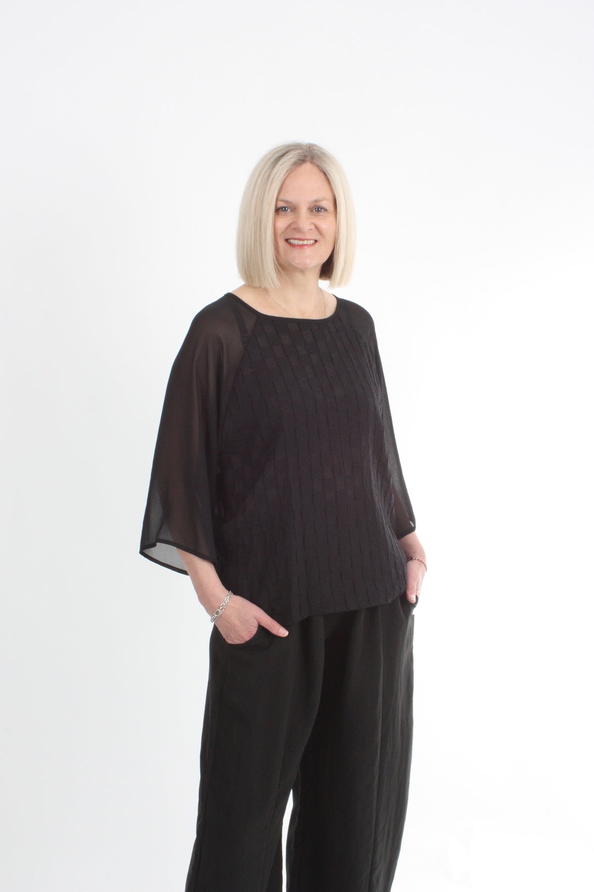 Becky Top - Black textured