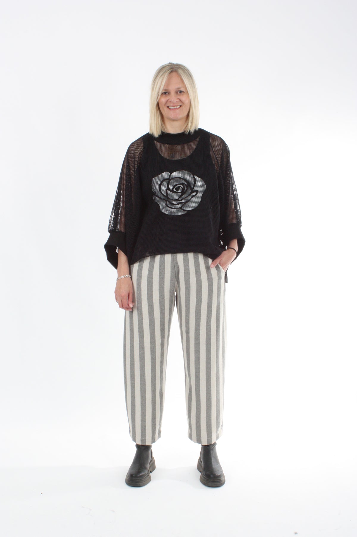 Jayne Pants - Black Natural Stripe