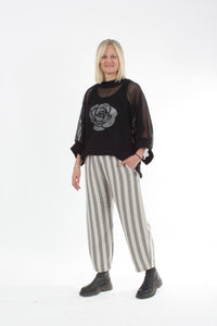 Jayne Pants - Black Natural Stripe