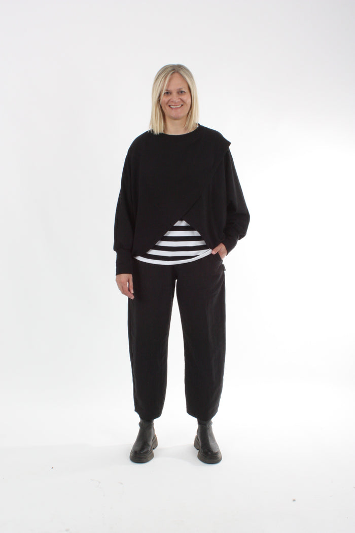 Cross Over Jumper - Black - Pre Order