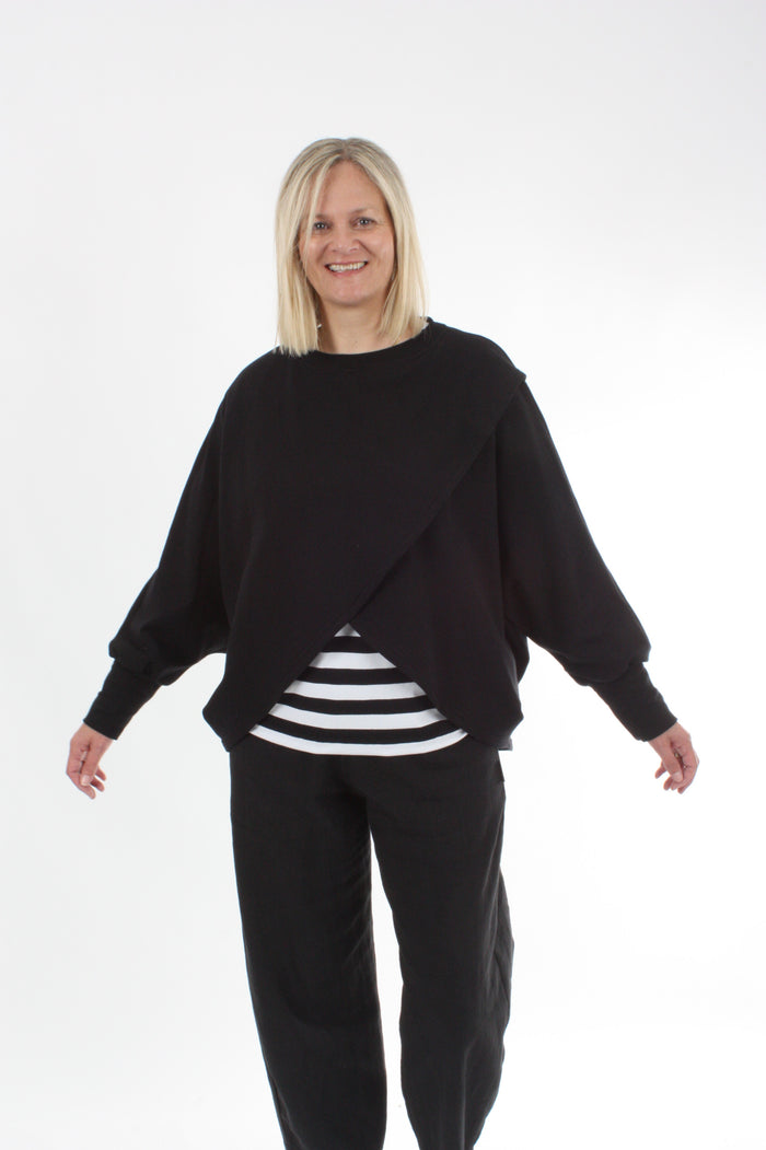 Cross Over Jumper - Black - Pre Order