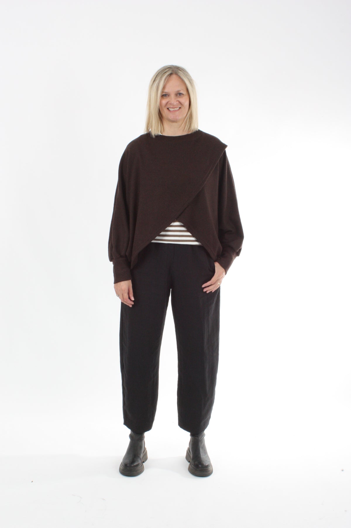 Cross Over Jumper - Chocolate