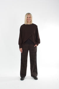 Cross Over Jumper - Chocolate