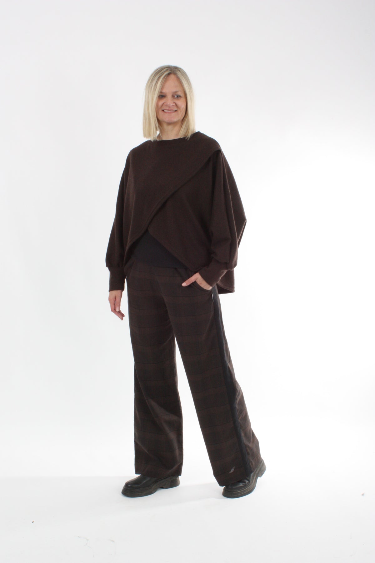 Cross Over Jumper - Chocolate