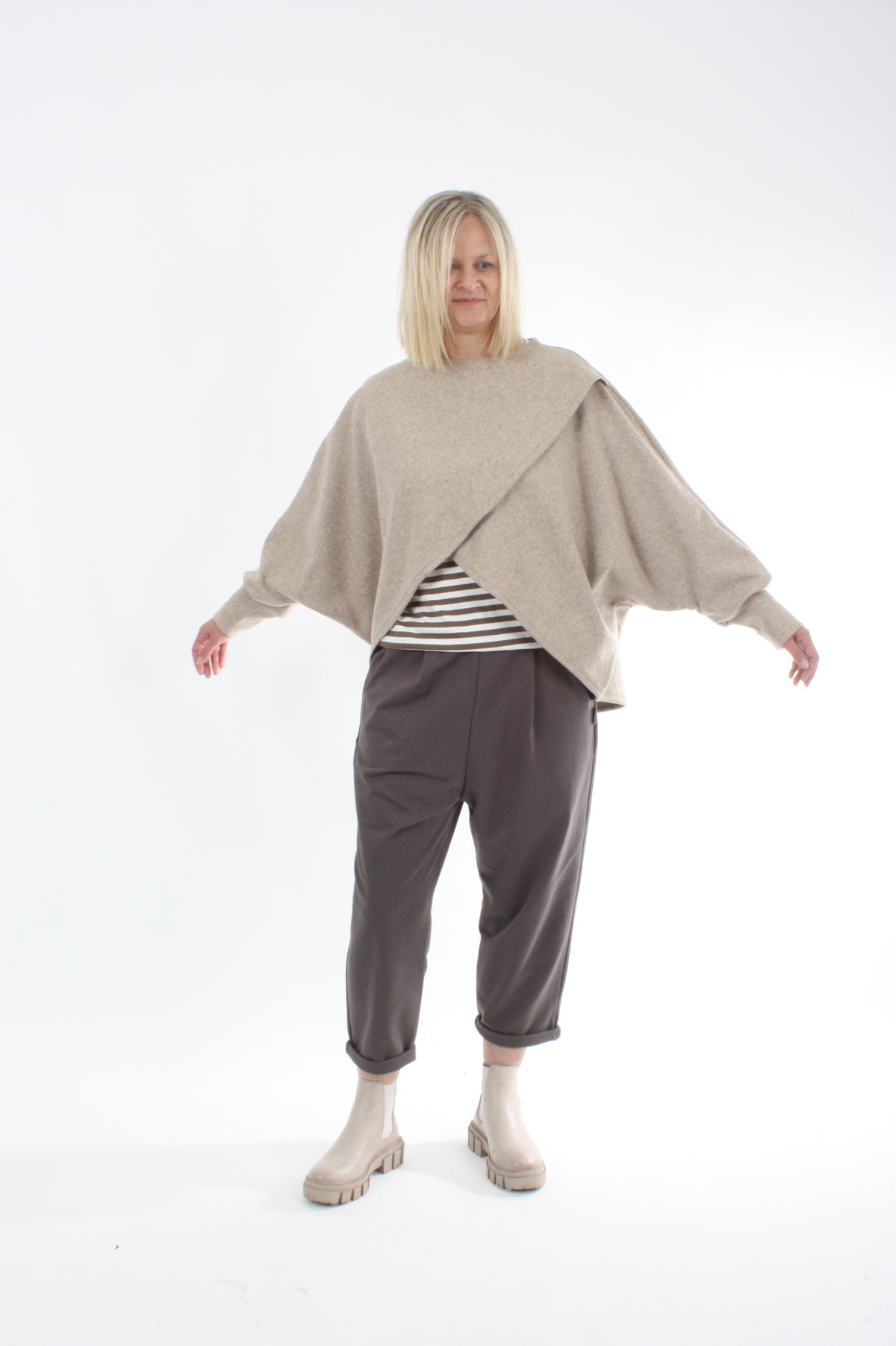 Cross Over Jumper - Oat