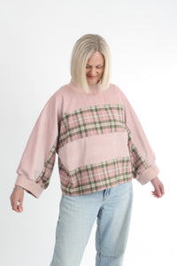 Sonia Top - Pink Corduroy and Check