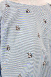 Sonia Top - Pin Stripe Rabbit Print