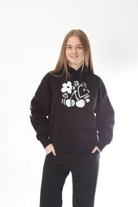 Hoodie - Black with White Print - Pre Order