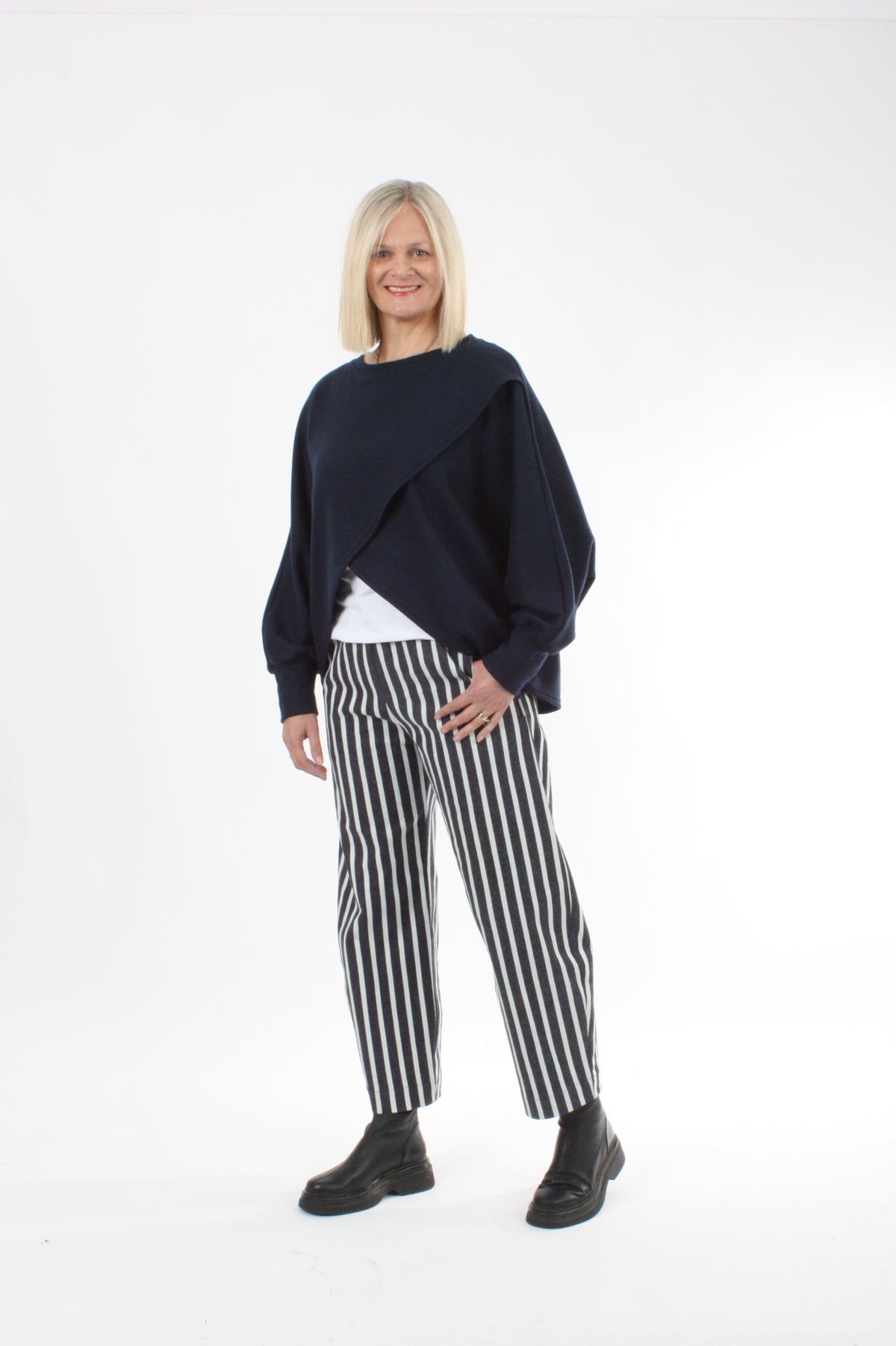 Jayne Pants - Navy White Stripe