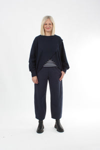 Cross Over Jumper - Navy Wool