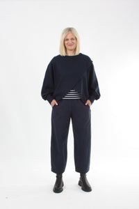 Cross Over Jumper - Navy Wool