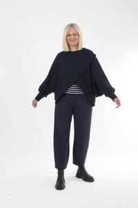 Cross Over Jumper - Navy Wool