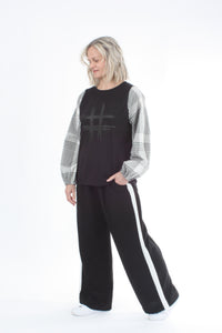Alice Top - Black - Black Check - Hash Print- Pre Order