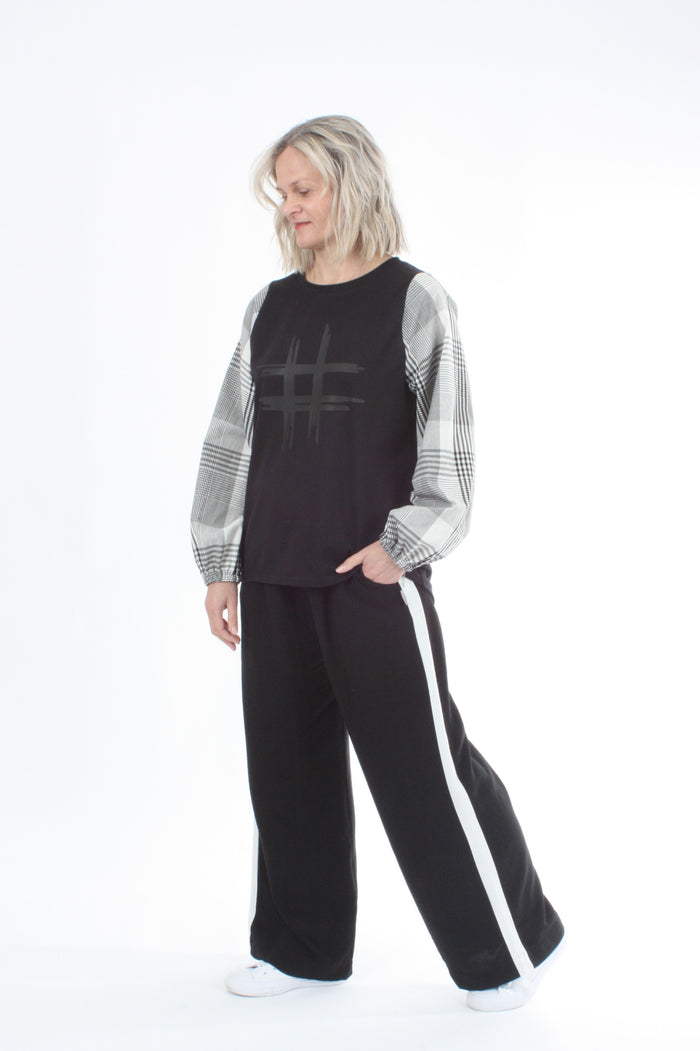Alice Top - Black - Black Check - Hash Print- Pre Order