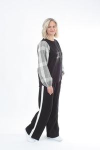 Alice Top - Black - Black Check - Hash Print- Pre Order