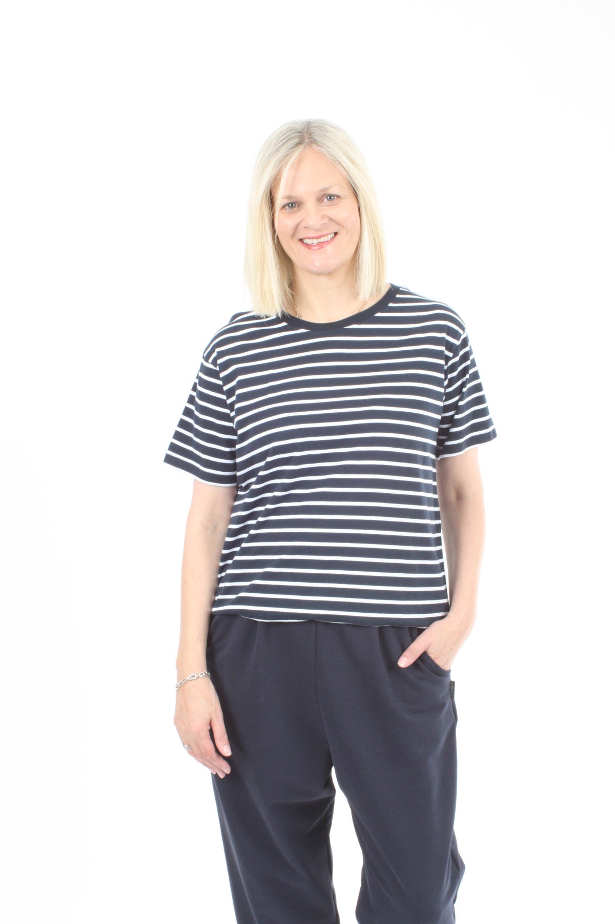 Tee Shirt - Navy and White stripe - Pre-Order