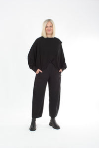 Cross Over Jumper - Black Merino