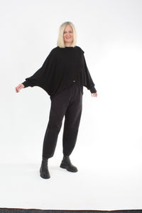 Cross Over Jumper - Black Merino