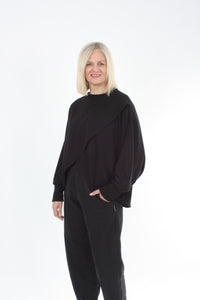 Cross Over Jumper - Black Merino