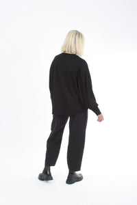 Cross Over Jumper - Black Merino