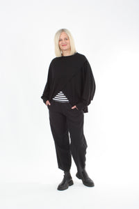 Cross Over Jumper - Black Merino