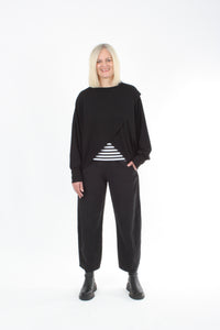 Cross Over Jumper - Black Merino