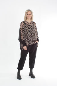 Alexa Top - Spot Print - Black with Black Cuffs - Pre Order