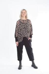 Alexa Top - Spot Print - Black with Black Cuffs - Pre Order