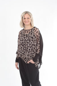 Alexa Top - Spot Print - Black with Black Cuffs - Pre Order
