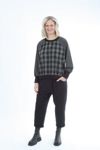 Harper Top - Slate Green and Black Check - Pre Order