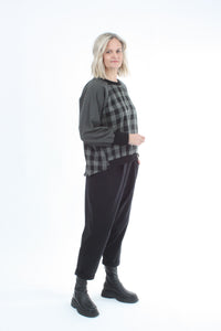 Harper Top - Slate Green and Black Check - Pre Order
