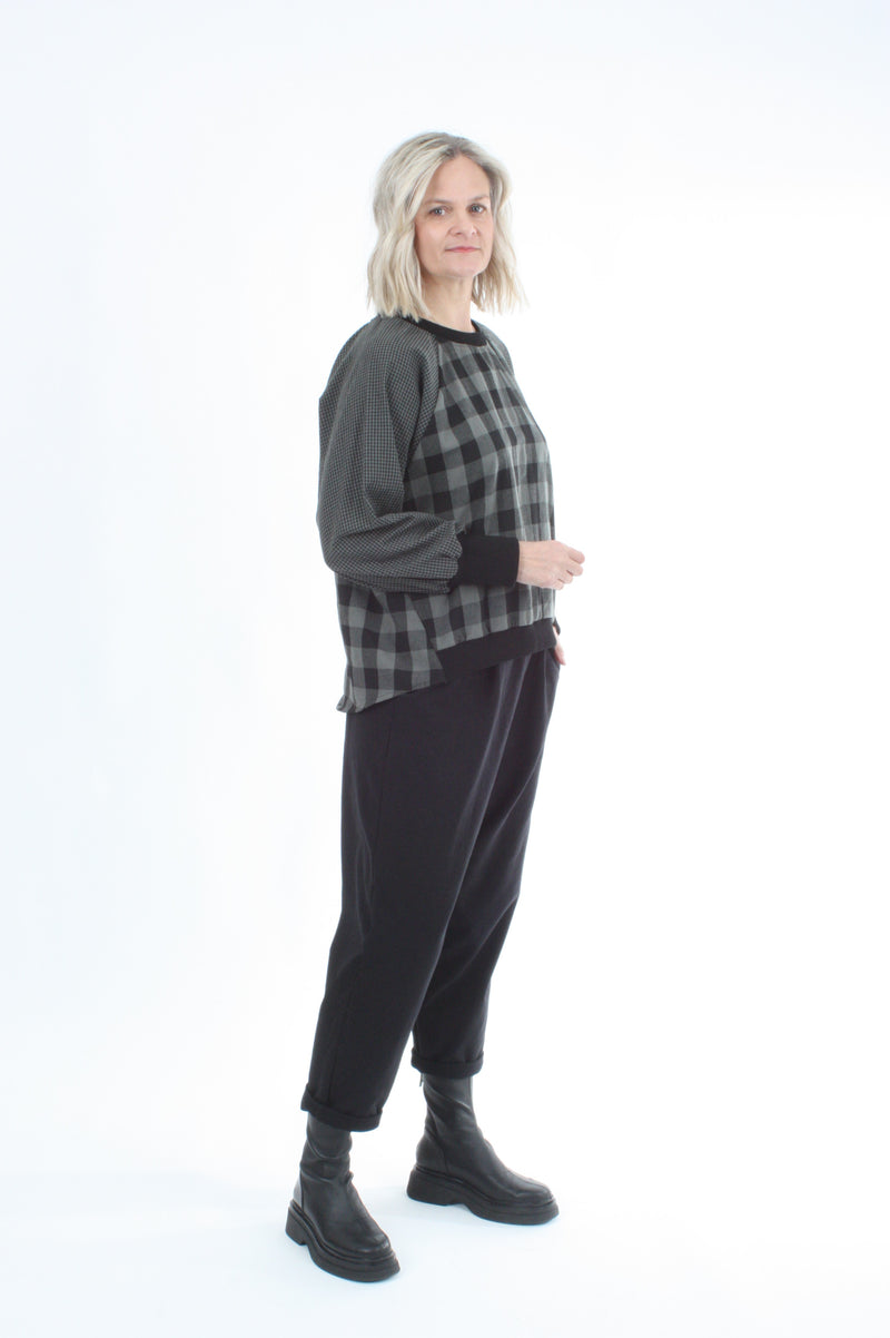 Harper Top - Slate Green and Black Check - Pre Order
