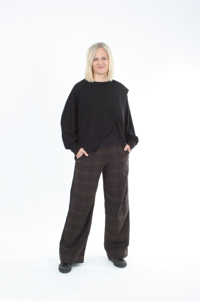 Cross Over Jumper - Black Merino