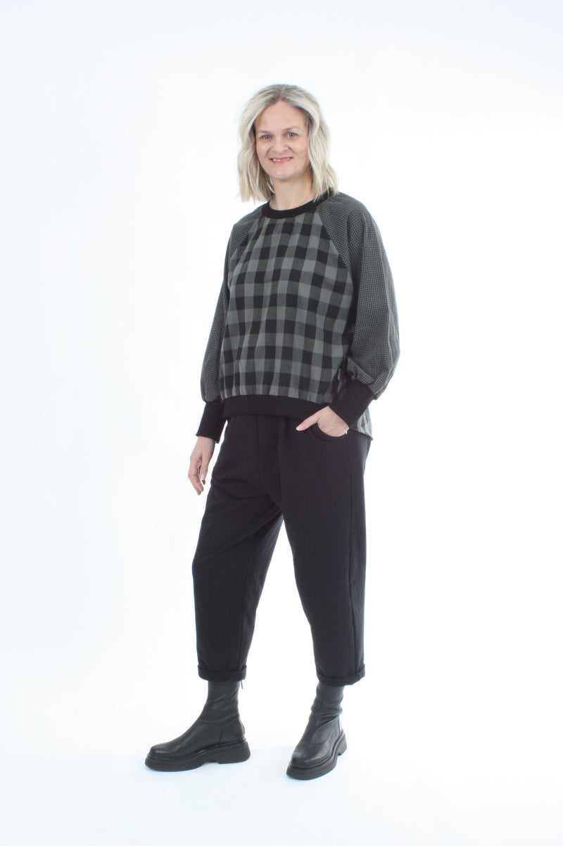 Harper Top - Slate Green and Black Check - Pre Order
