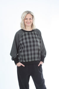 Harper Top - Slate Green and Black Check - Pre Order