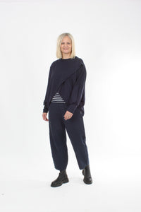 Cross Over Jumper - Navy Merino
