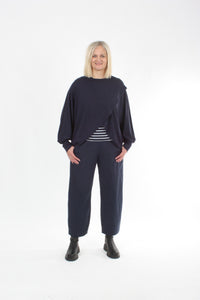 Cross Over Jumper - Navy Merino