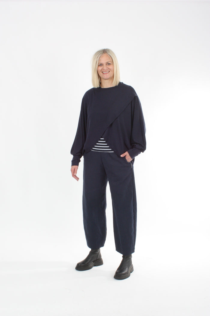 Cross Over Jumper - Navy Merino