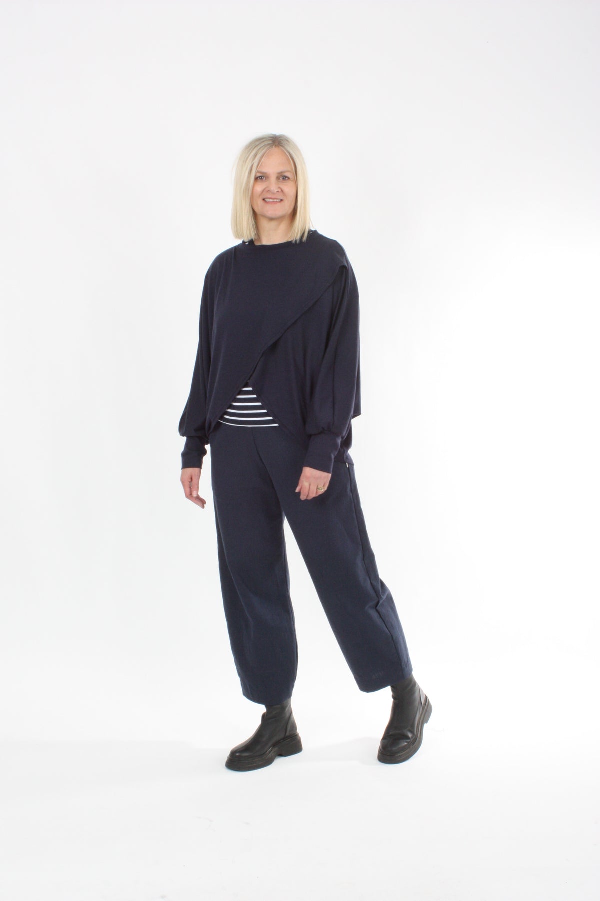 Cross Over Jumper - Navy Merino