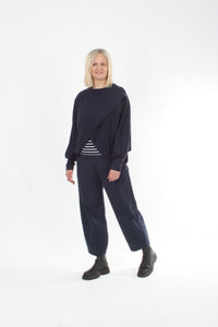 Cross Over Jumper - Navy Merino