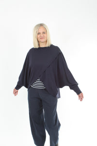Cross Over Jumper - Navy Merino