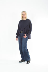 Cross Over Jumper - Navy Merino