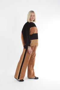 Olivia Pants Double stripe - Toffee with Black and Camel stripes - Pre-Order