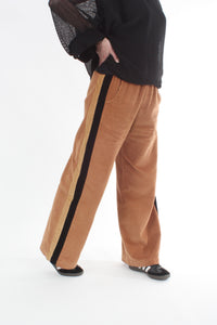 Olivia Pants Double stripe - Toffee with Black and Camel stripes - Pre-Order