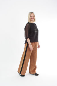 Olivia Pants Double stripe - Toffee with Black and Camel stripes - Pre-Order