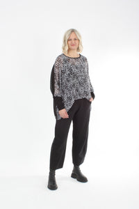 Alexa Top - Leopard Spot Print - Black with Black Cuffs
