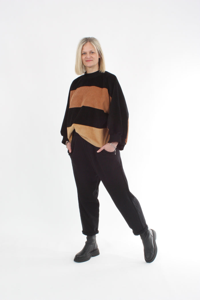 Sonia Top - Camel Toffee and Black Corduroy - Pre Order
