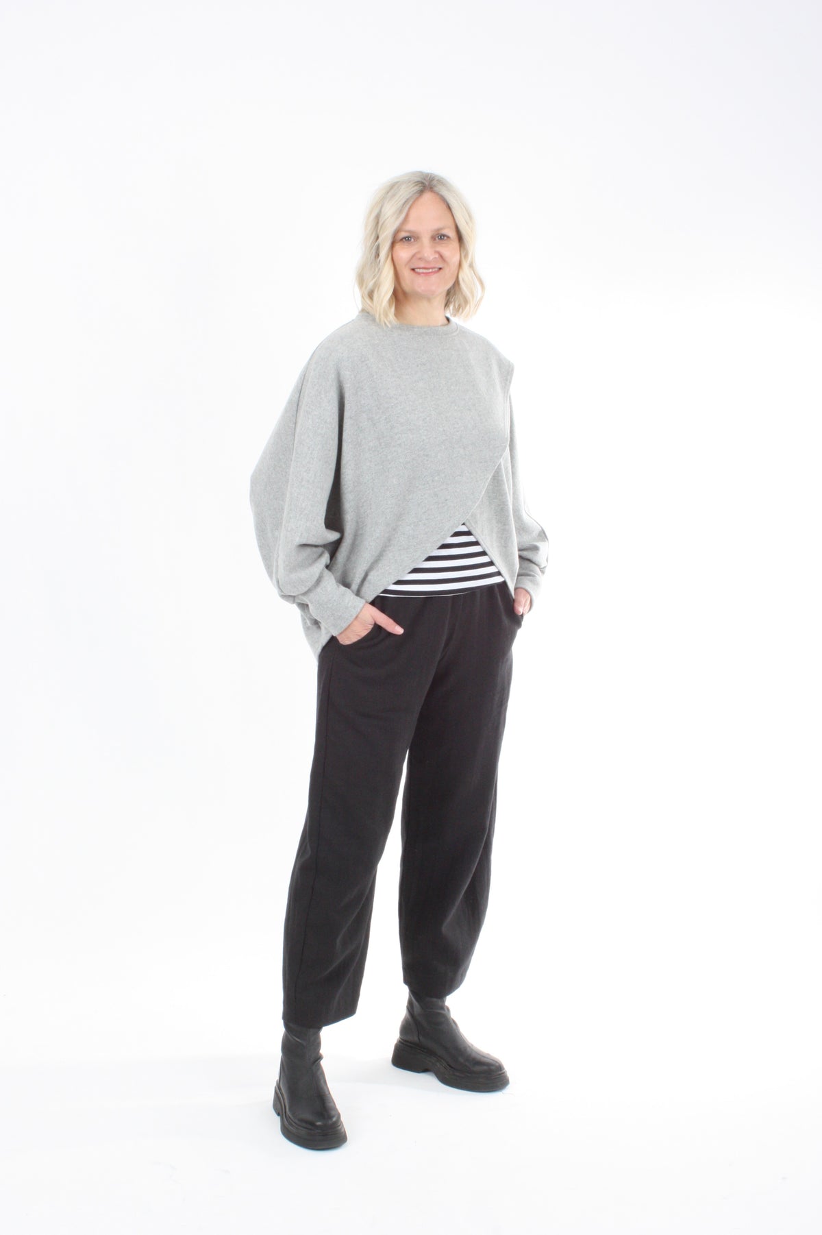 Cross Over Jumper - Grey