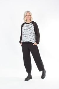 Harper Top - X print black sleeves