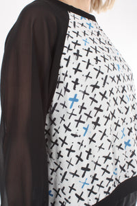Harper Top - X print black sleeves